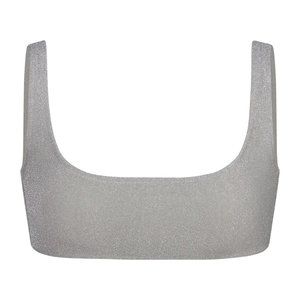 Skims Glitter Swim Scoop Bikini Top - Nickel